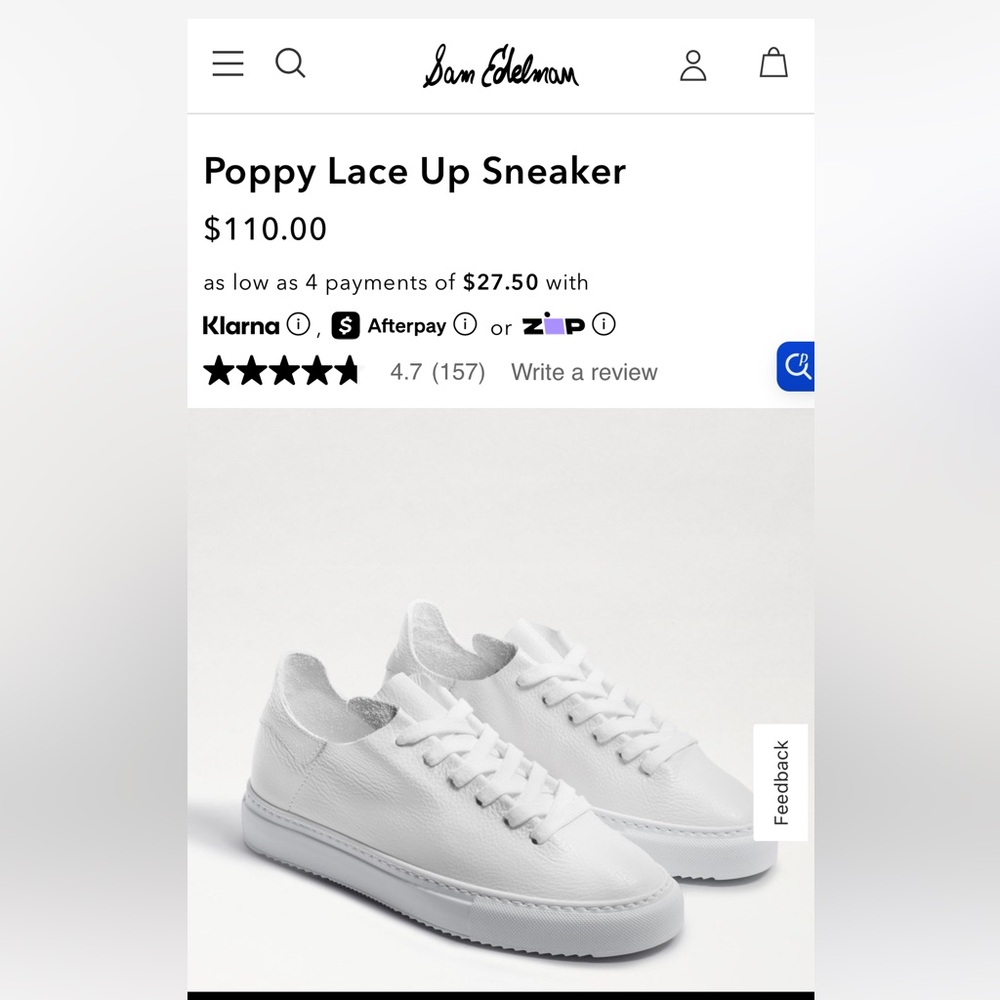 Sam Edelman White Poppy Lace Up Sneakers